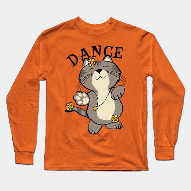 Dance Cat Long Sleeve T-Shirt by Sue Cervenka